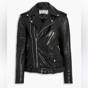 Black Walter Baker Moto Biker Leather Jacket